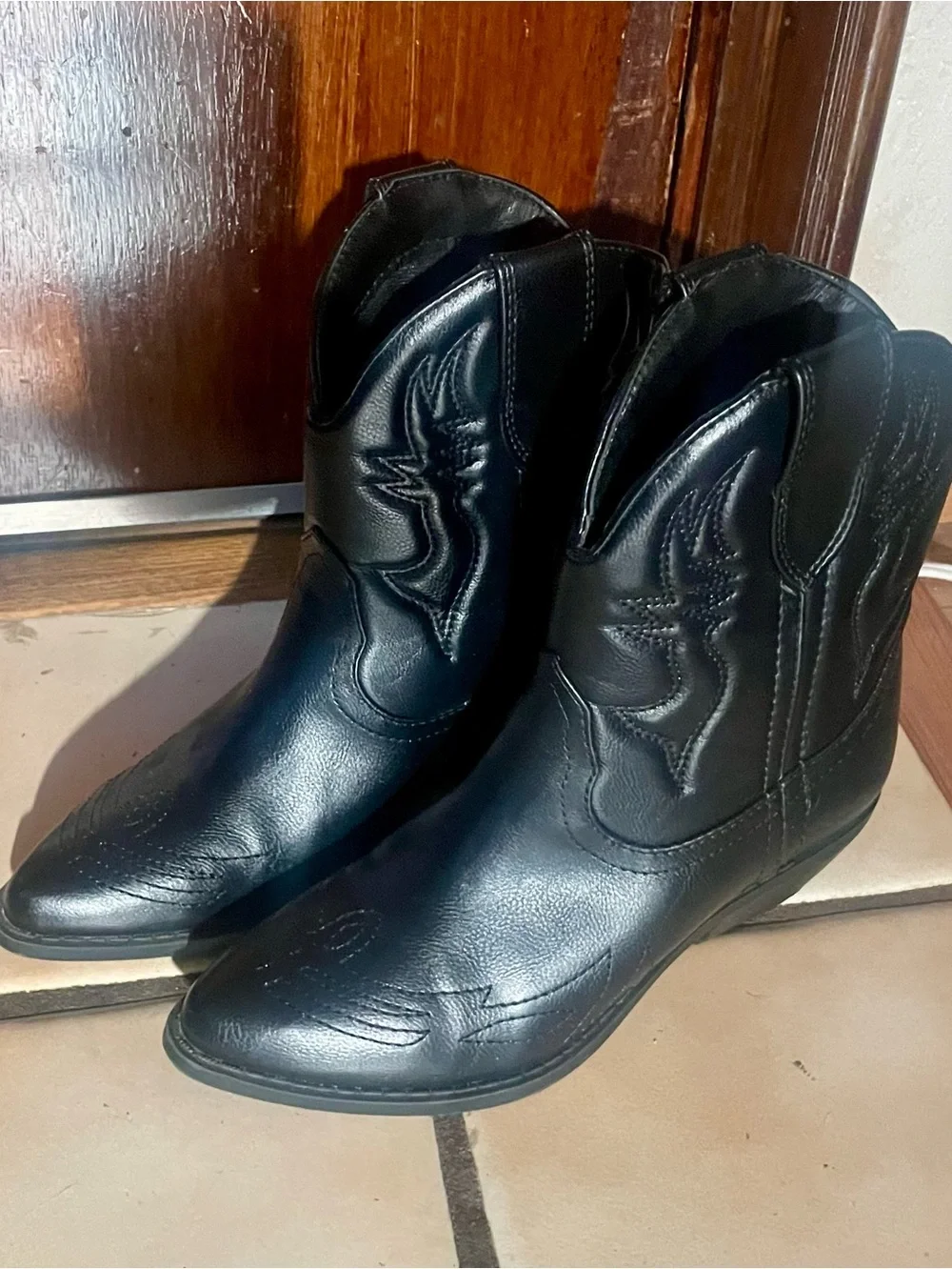 Women's Black Ankle Booties- Cowboy Style